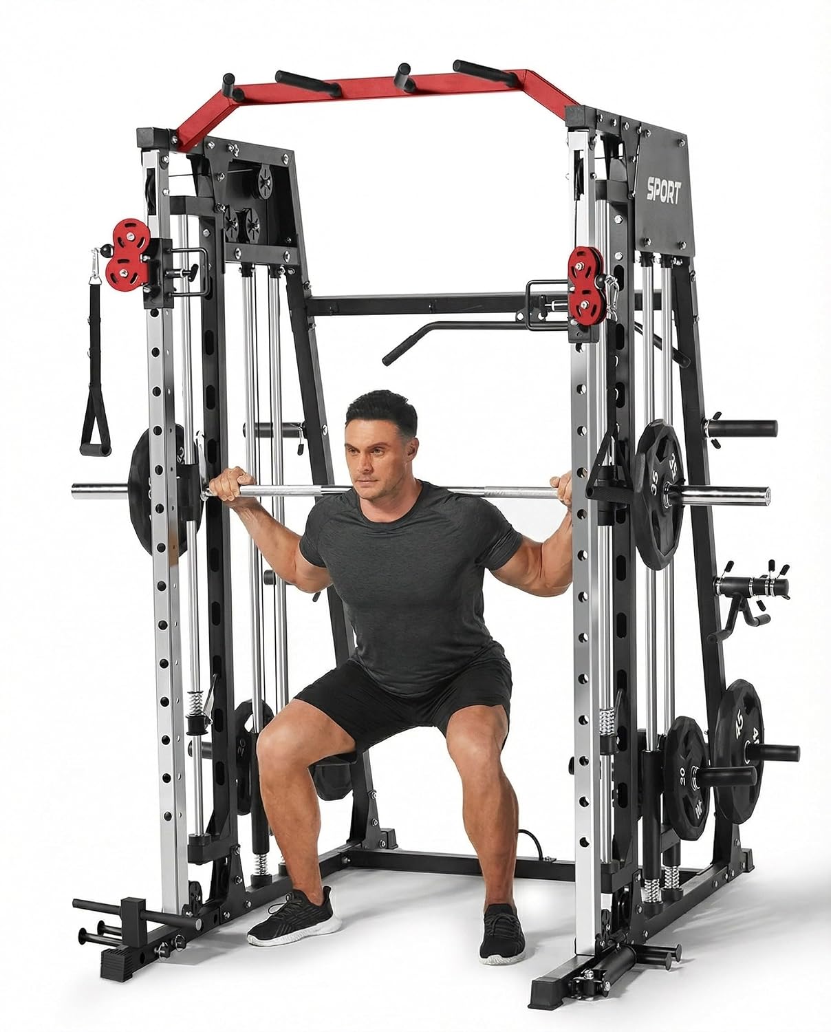 Home Gym Lat Pulldown Machine - All in One Smith Machine Home