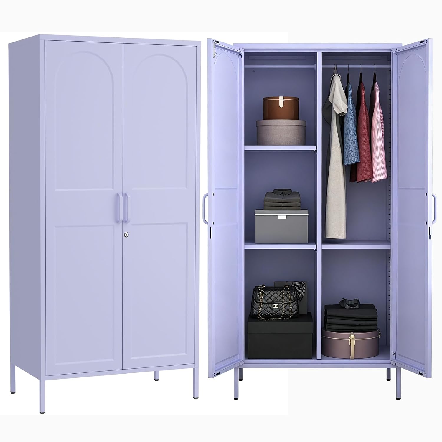 Home Gym Minimalist - Lockable Metal Wardrobe, 67 Inch Steel