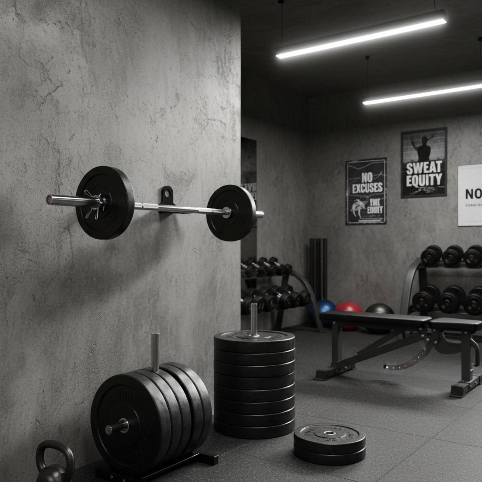 Home Gym Wall - Single Barbell Mount Wall Mounted Standard