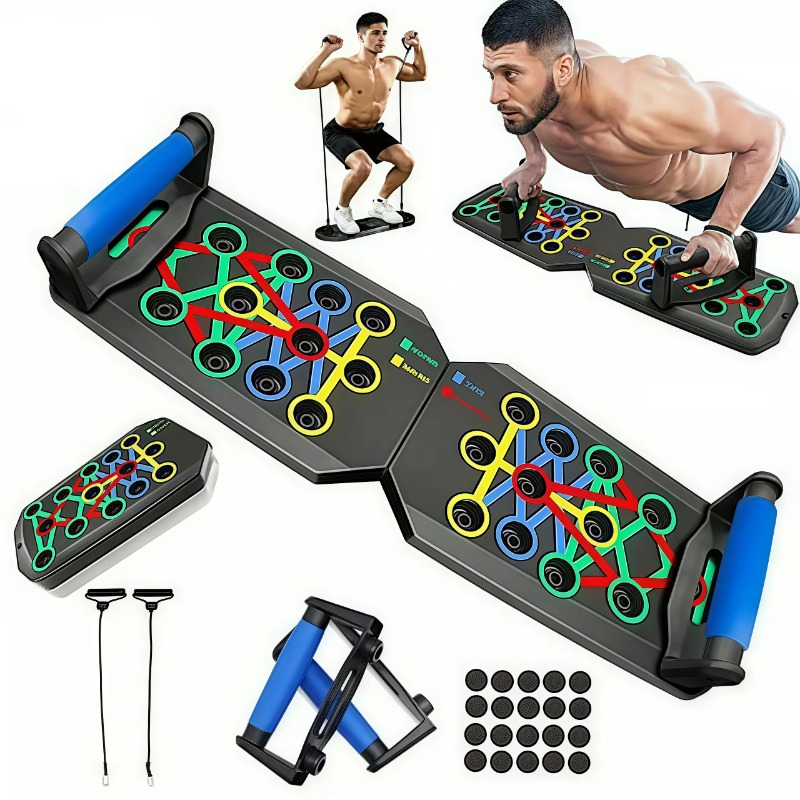 Home Gym Kit For Men - Foldable Push Up Board with Resistance