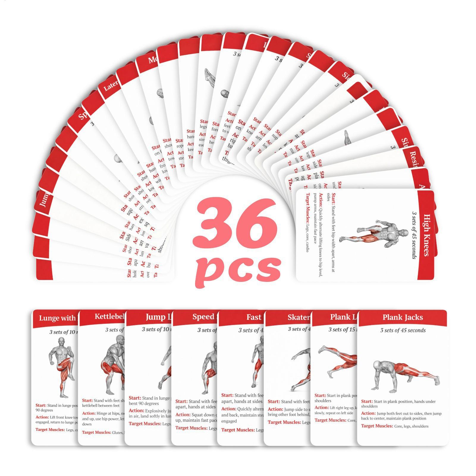 Workout Cards Exercise Deck 36 - Home Gym Kit For Men 评论和价格