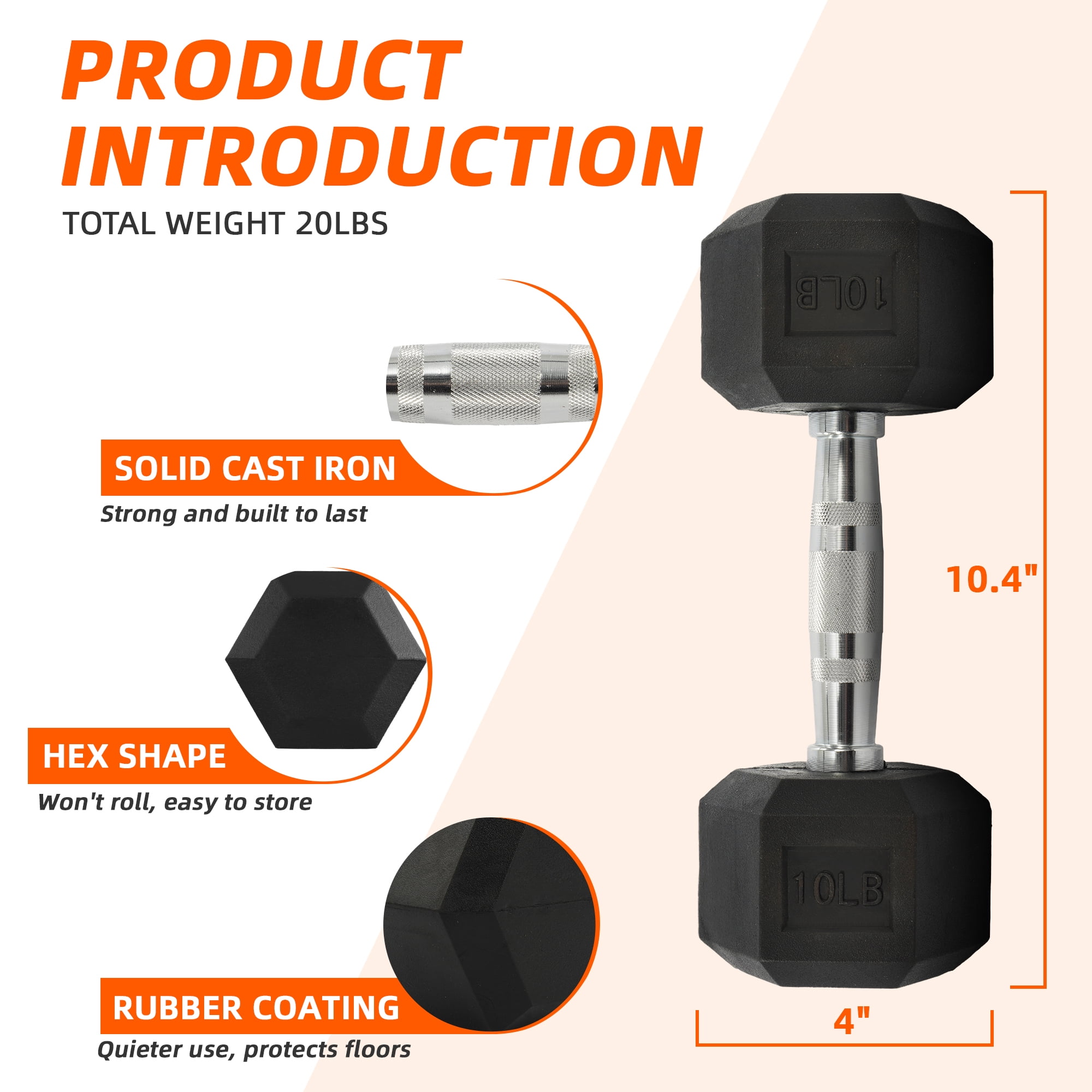 Rubber Coated Hex Dumbbell 10  - Home Gym Mma 评论和价格