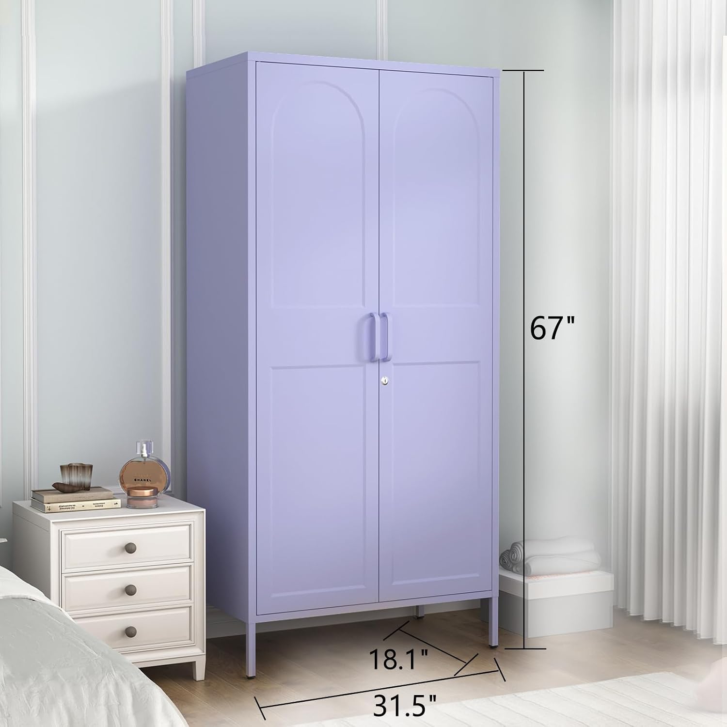 Lockable Metal Wardrobe, 67 In - Home Gym Minimalist 评论和价格
