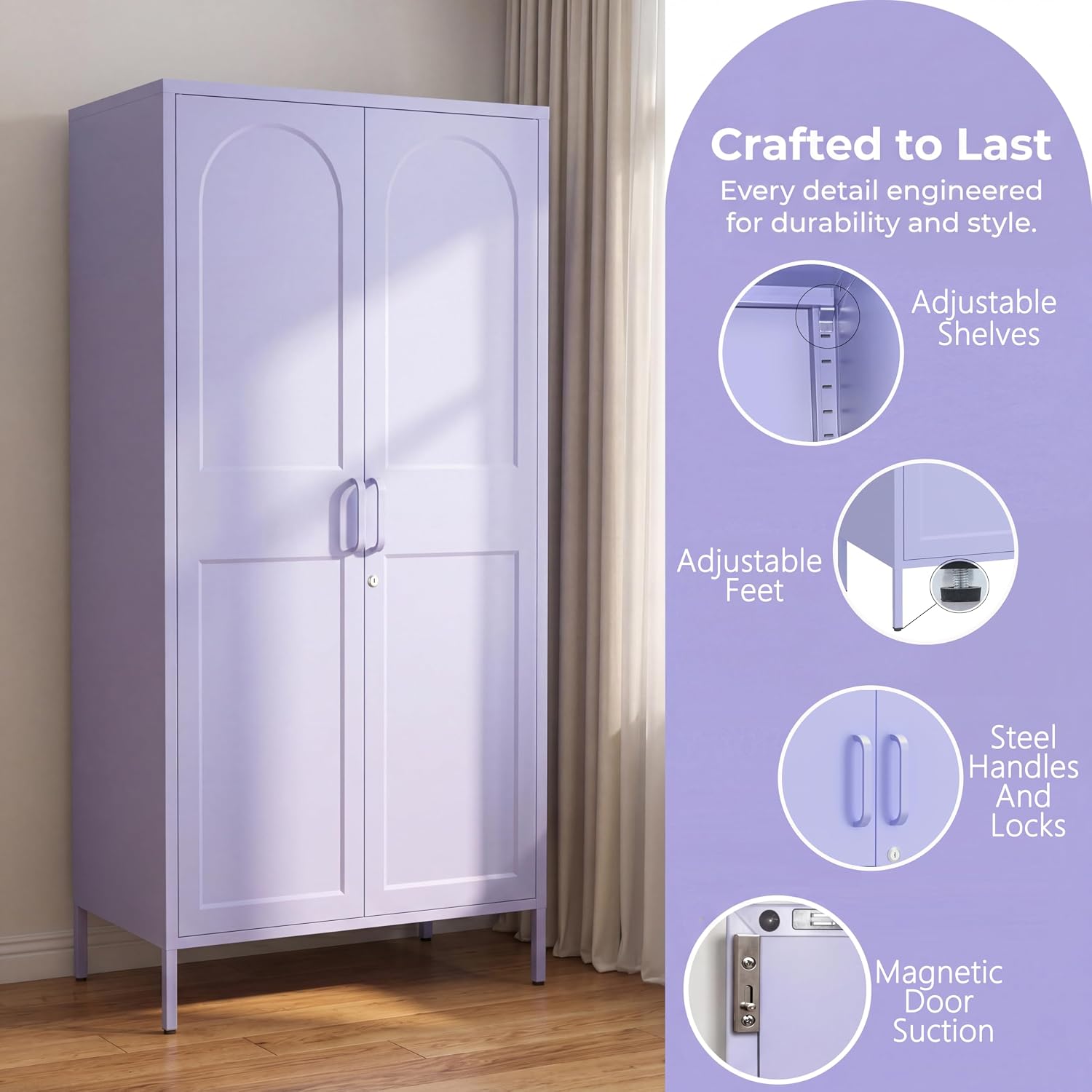 Lockable Metal Wardrobe, 67 In - Home Gym Minimalist 评论和价格