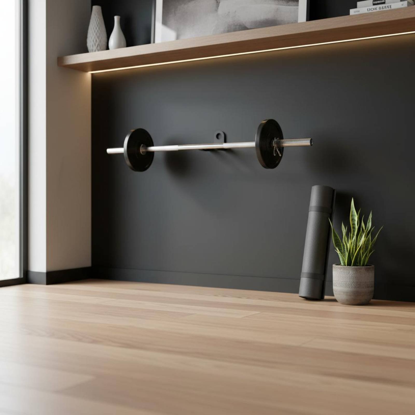 Single Barbell Mount Wall Moun - Home Gym Wall 评论和价格